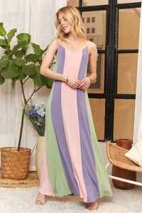 ADORA Color Block Sleeveless Maxi Cami Dress - Brittney MADE