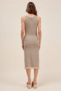 SO ME Stripe Sleeveless Sweater Knit Maxi Dress With Ruffled Hem - Brittney MADE