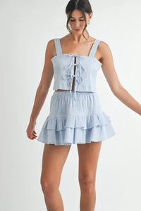 MABLE Gingham Plaid Crop Top and Mini Skirt Set - Brittney MADE