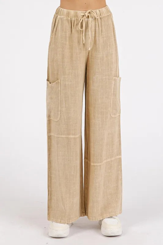 Mittoshop Mineral Wash Drawstring Elastic Waist Pants - Brittney MADE