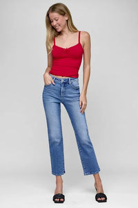 RISEN Full Size Tummy Control High Rise Crop Straight Jeans Plus Size - Brittney MADE