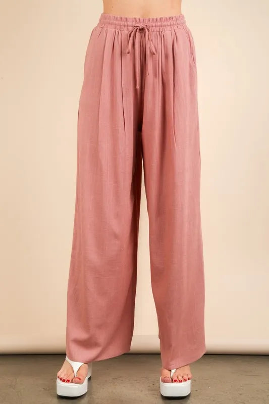 VERY J Solid Woven Top & Pants Set - Brittney MADE