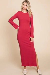 Culture Code Full Size Round Neck Bodycon Bell Maxi Dress - Brittney MADE