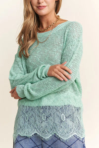 J.NNA Lace Detail Long Sleeve Knit Top - Brittney MADE