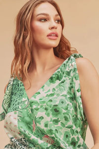 Aemi + Co Smocked Hem Printed Surplice Tank - Brittney MADE