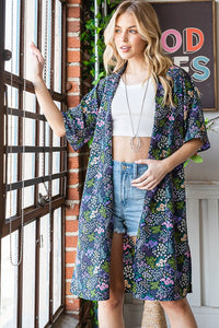 Heimish Full Size Half Sleeve Floral Open Cardigan Plus Size - Brittney MADE