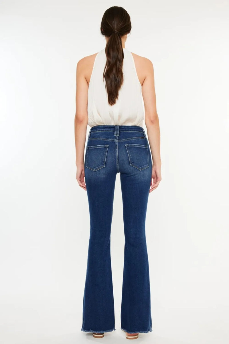 Kancan Cat's Whiskers Raw Hem Flare Jeans - Brittney MADE