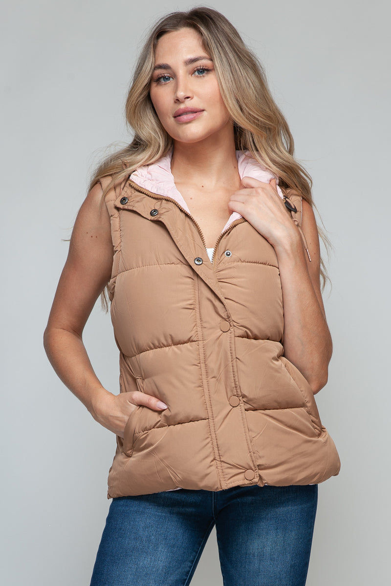 Snobbish Snap and Zip Closure Hooded Vest - Brittney MADE