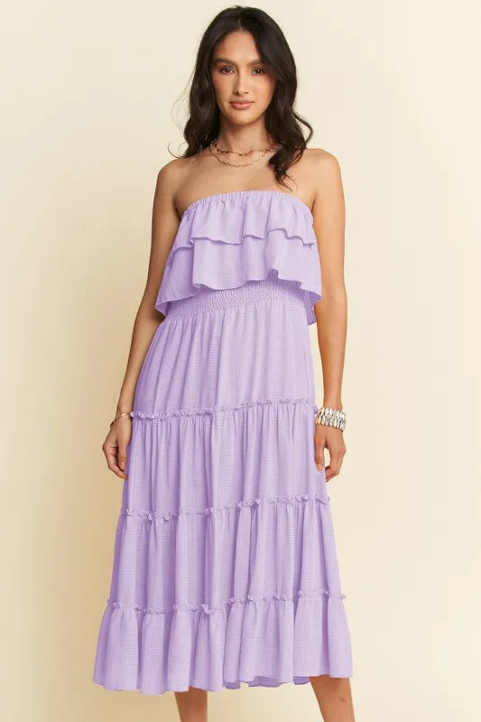 Davi & Dani Tiered Flowing Tube Midi Dress - Brittney MADE