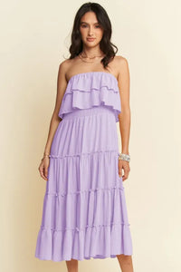 Davi & Dani Tiered Flowing Tube Midi Dress - Brittney MADE