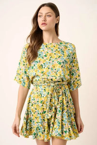 Mittoshop Floral Tie Waist Half Sleeve Mini Dress - Brittney MADE