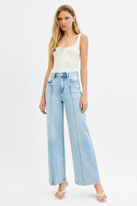 RISEN Full Size High Waist Wide Leg Pintuck Detailed Plus Size - Brittney MADE