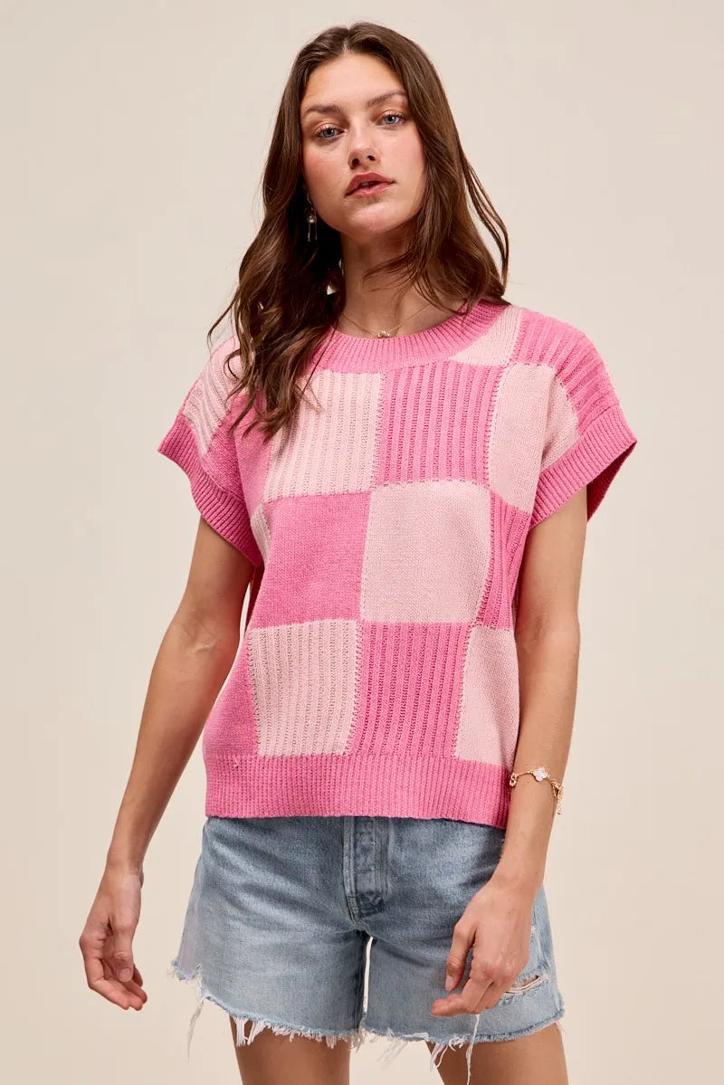 SO ME Check Plaid Casual Sweater Top - Brittney MADE