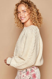 POL Cable Knit Cutout Long Sleeve Sweater - Brittney MADE