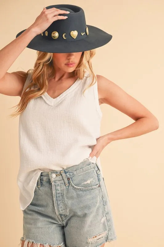 Aemi + Co V-Neck Wide Strap Tank - Brittney MADE
