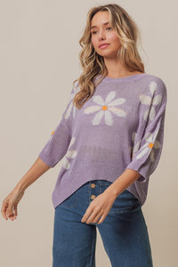 BiBi Floral Pattern Slit Sweater - Brittney MADE
