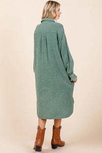 Mittoshop Mineral Wash Cotton Gauze Midi Shirt Dress - Brittney MADE