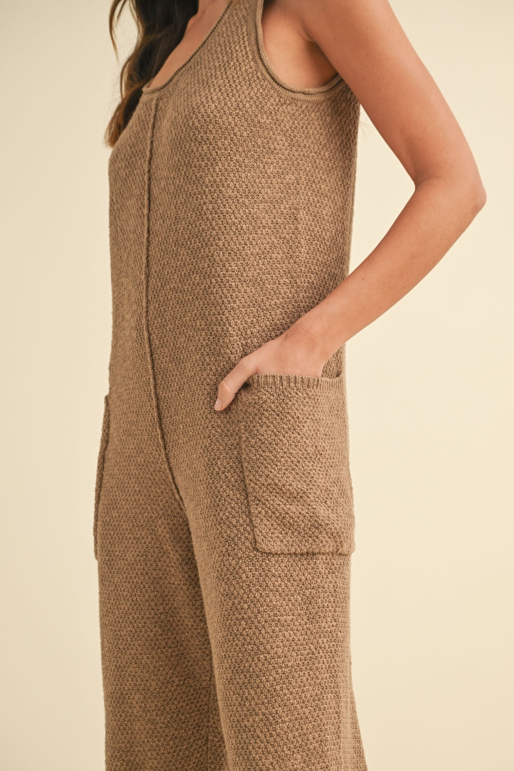 MABLE Sleeveless Knit Crop Jumpsuit with Pockets - Brittney MADE