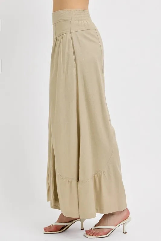 RISEN Shirring Detail Wide Leg Pants - Brittney MADE