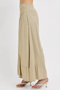 RISEN Shirring Detail Wide Leg Pants - Brittney MADE