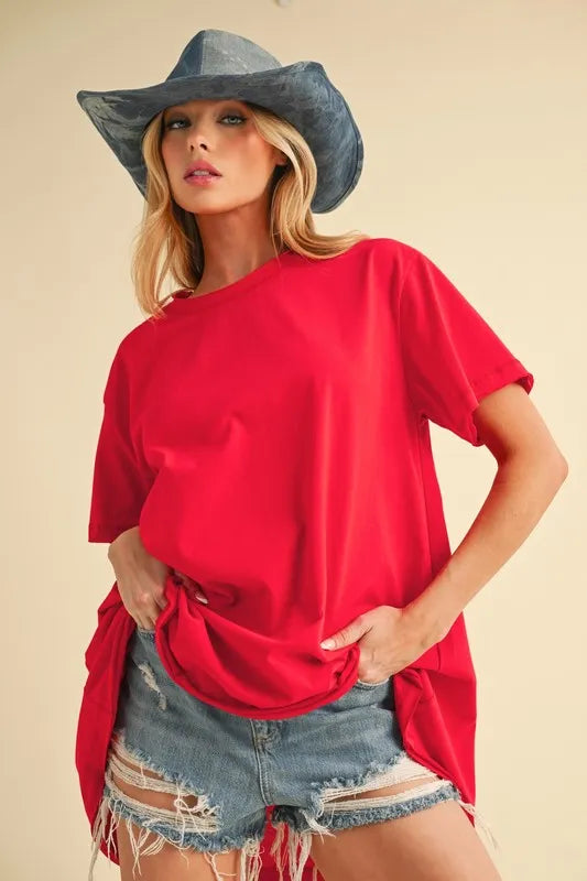 Aemi+Co Round Neck Short Sleeve Oversized T-Shirt - Brittney MADE