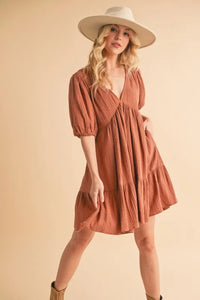 Aemi+Co Tied Back Ruffled Short Sleeve Mini Dress - Brittney MADE