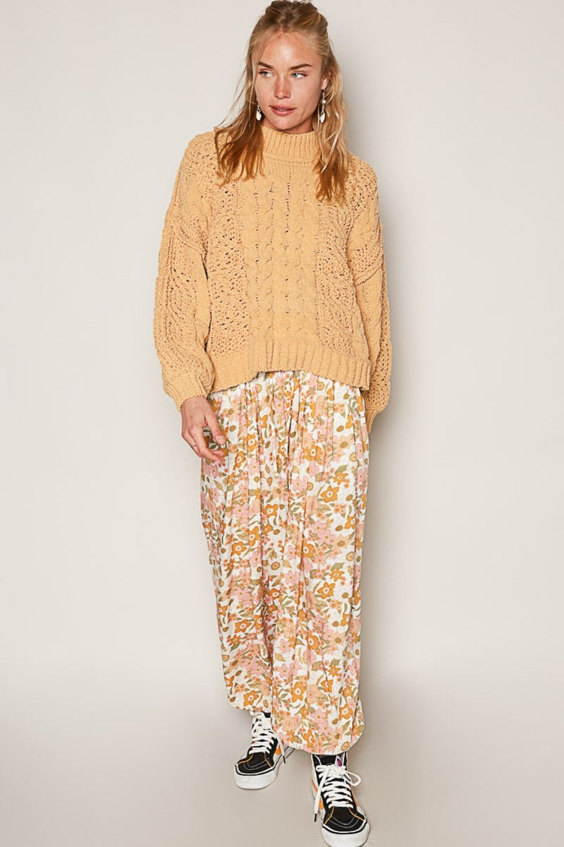 POL Mock Neck Cable Knit Sweater - Brittney MADE