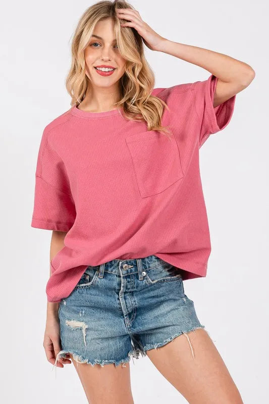Cesfemme Textured Drop Shoulder T-Shirt - Brittney MADE