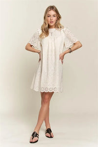 ADORA Ruffled Eyelet Round Neck Dress - Brittney MADE