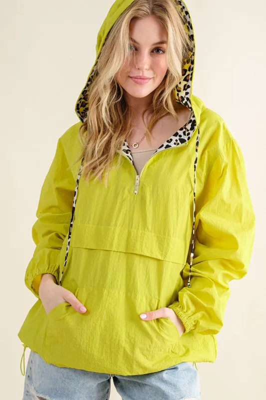 And The Why Leopard Print Hoodie Zipper Up Pocket Windbreaker - Brittney MADE