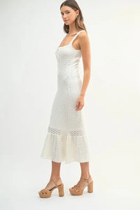 MABLE Ruffled Hem Sleeveless Crochet Knit Midi Dress - Brittney MADE