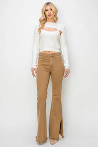 RISEN Bailey Full Size High Waist Side Slit Flare Jeans - Brittney MADE