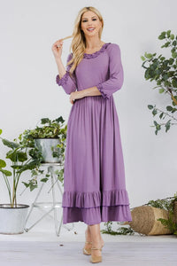 Celeste Full Size Layered Ruffle Hem Dress with Pockets - Brittney MADE