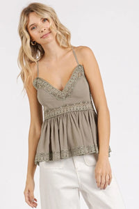 Mittoshop Crisscross Back Lace Detail V-Neck Cami - Brittney MADE