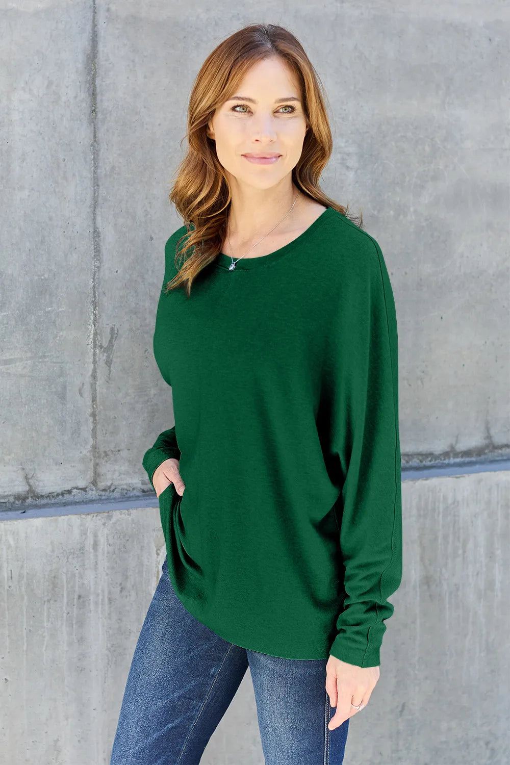 Double Take Full Size Round Neck Long Sleeve T-Shirt - Brittney MADE