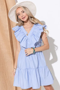 And The Why Chevron Ruffle Florence Hem Casual Dress - Brittney MADE