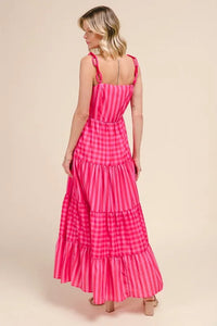 SO ME Stripe Tiered Maxi Dress with Colorful Chain Strap - Brittney MADE