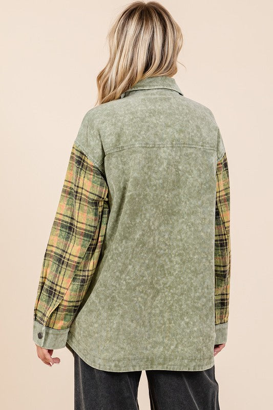 Mittoshop Plaid Button Down Drop Shoulder Jacket - Brittney MADE