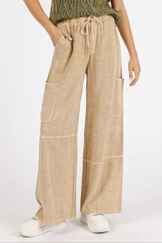 Mittoshop Mineral Wash Drawstring Elastic Waist Pants - Brittney MADE