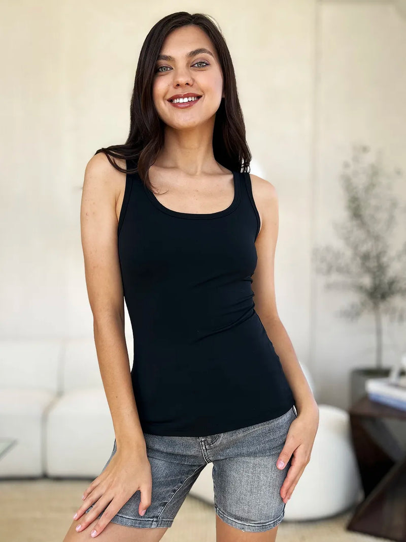 Basic Bae Full Size Square Neck Wide Strap Tank - Brittney MADE