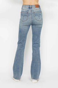 Judy Blue Full Size Tummy Control Back Embroidered Pocketed Bootcut Jeans Plus Size - Brittney MADE