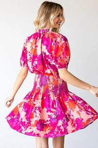 First Love Floral Short Sleeve Smocked Mini Dress - Brittney MADE