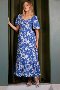 Mittoshop Cutout Back Floral Sweetheart Neck Puff Sleeve Dress - Brittney MADE