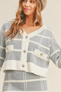 MABLE Plaid Button Down Sweater Cardigan and Mini Skirt Set - Brittney MADE