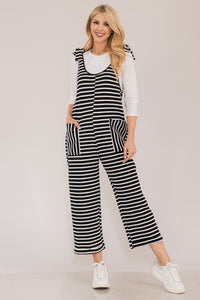 Celeste Full Size Striped Scoop Neck Overalls with Pockets - Brittney MADE