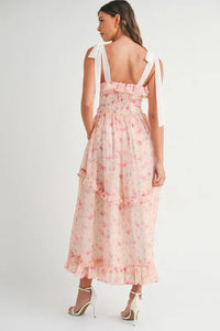 MABLE Floral Printed Shoulder Strap Midi Dress - Brittney MADE