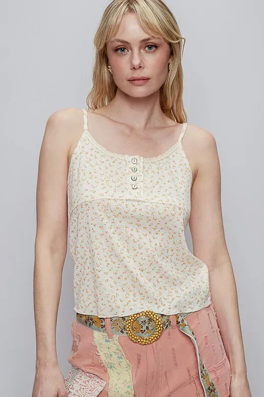 POL Floral Scoop Neck Adjustable Strap Cami - Brittney MADE