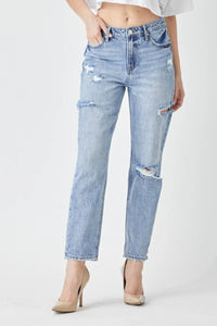 RISEN Distressed Slim Cropped Jeans - Brittney MADE