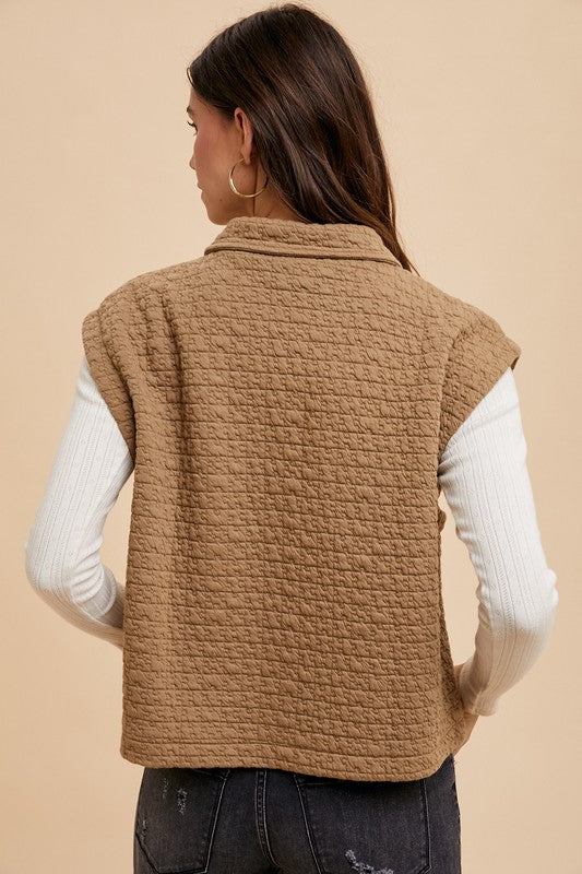 Annie Wear Puzzle Quilted Snap Down Vest Coat - Brittney MADE
