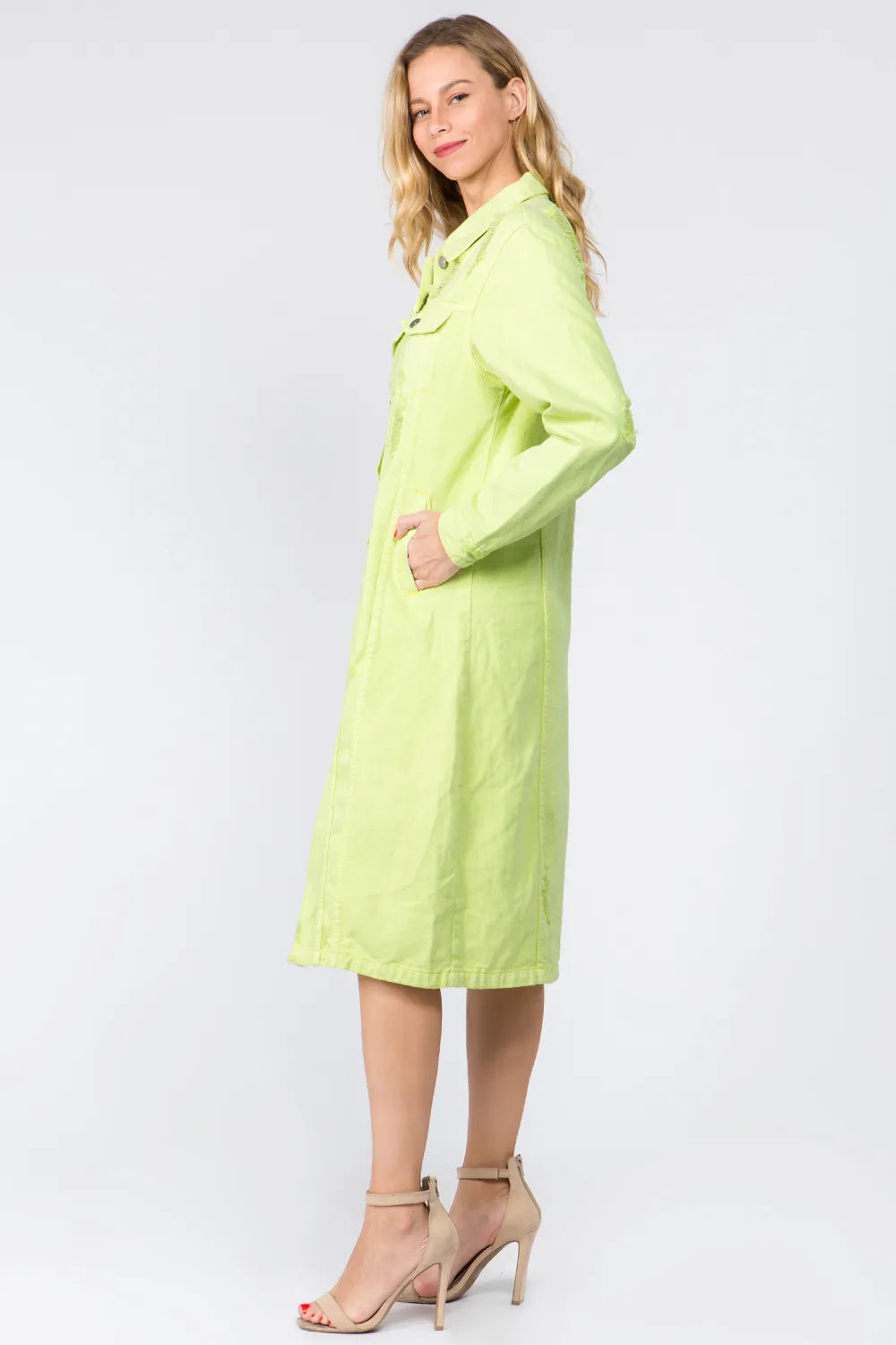American Bazi Button Up Distressed Denim Dress - Brittney MADE